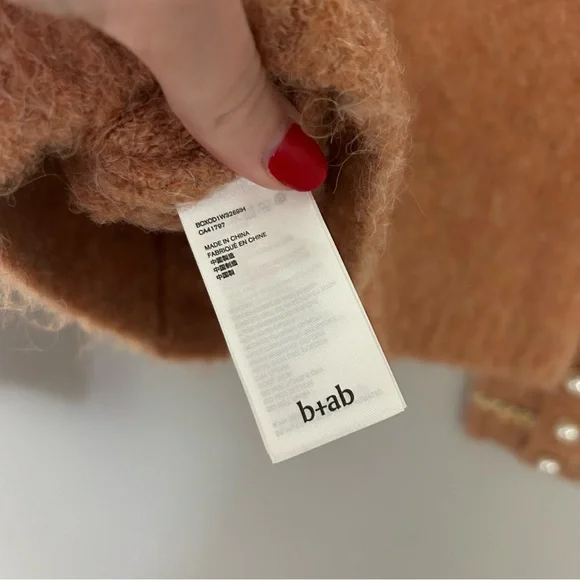 B+AB Orange Gold Pearl Wool Blend Cardigan Sweater - Picture 8 of 8